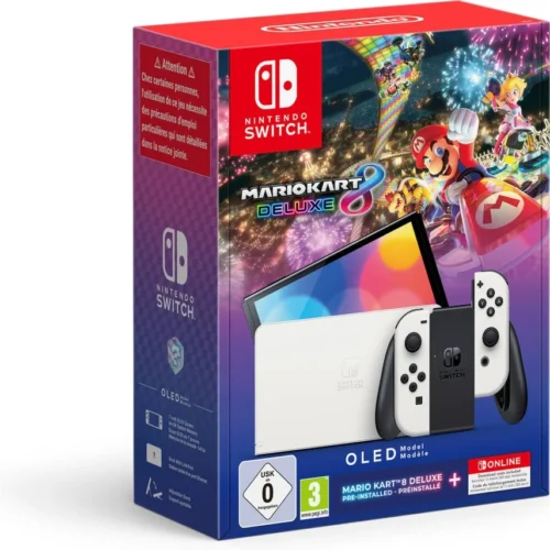 Pack Consola NINTENDO Switch OLED Branco + Mario Kart 8 Deluxe